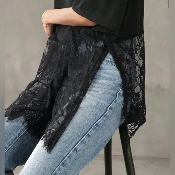 Black Lace Overlay Top - Picture 3 of 10